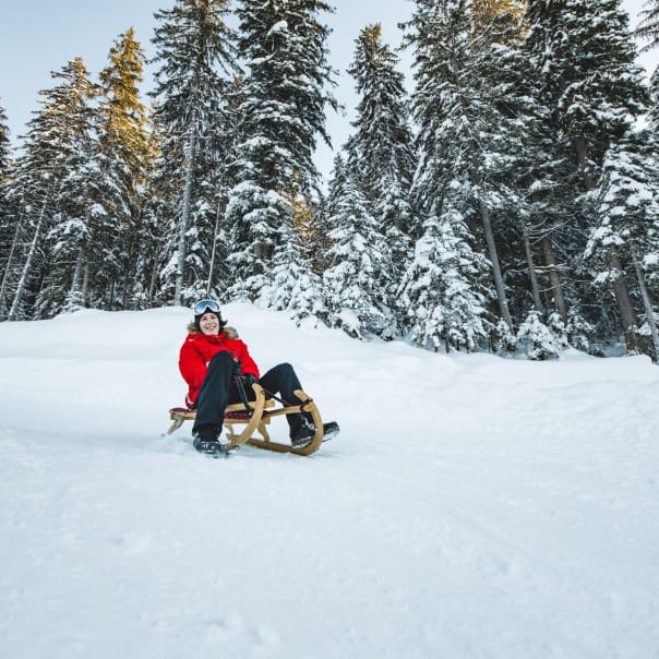 Schlittenfahren im Winterurlaub © Altenmarkt-Zauchensee Tourismus - Matthias Fritzenwallner