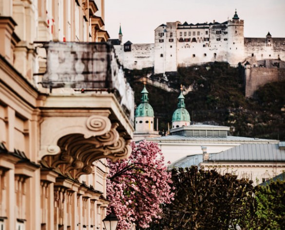 Blick auf die Festung Hohensalzburg im Mirabellgarten © Salzburgerland Tourismus - Patrick Langwallner